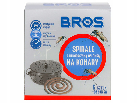 BROS Spirale Owadobójcze na Komary Meszki 6szt z Osłoną Dekoracyjną