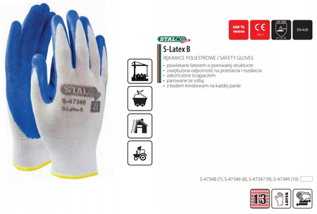 RĘKAWICE POLIESTROWE "S-LATEX B ECO" 11" S-47125 STALCO