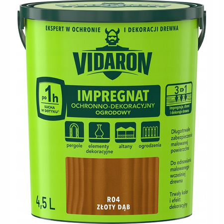 VIDARON Impregnat Ochronno Dekoracyjny Ogrodowy R04 złoty dąb 4,5L