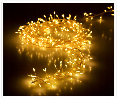 LAMPKI choinkowe 960 LED 9,6 metra światło ciepłe RYŻ cluster IP44