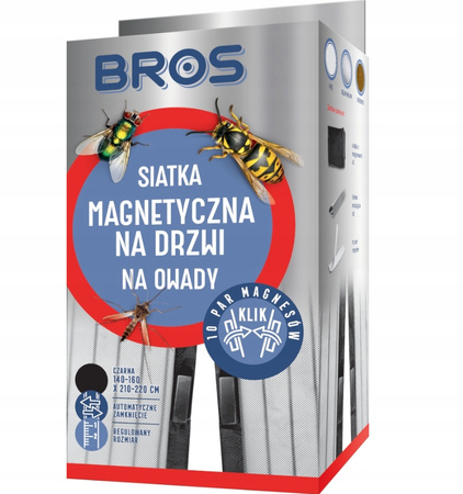 BROS SIATKA MAGNETYCZNA MOSKITIERA NA DRZWI PRZECIW OWADOM 160x220 CZARNA