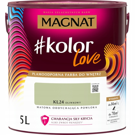 Magnat #kolorLove Oliwkowy KL24 5L - Farba Lateksowa Do Twojego Wnętrza!