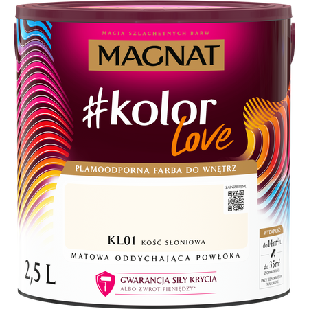 Farba Lateksowa Oddychająca Magnat #kolorLove KL01 Kość Słoniowa 2,5L