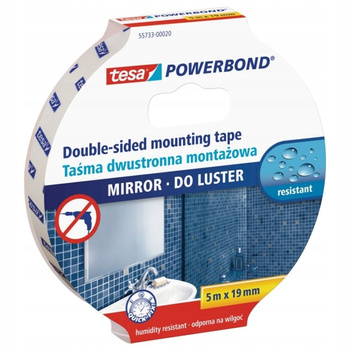 Taśma dwustronna tesa® Powerbond do luster – niezawodne mocowanie w wilgotnych pomieszczeniach