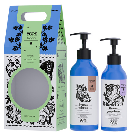 YOPE WOOD ZESTAW 2W1 ŻEL CEDROWY 400ML I SZAMPON GWAJAKOWY 300ML