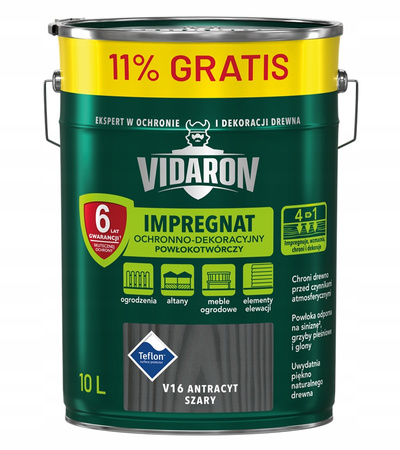 VIDARON IMPREGNAT OCHRONNY ANTRACYT SZARY V16 10L