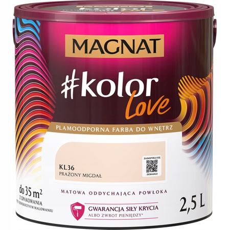 Farba Lateksowa Oddychająca Magnat #kolorLove KL36 Prażony Migdał 2,5L