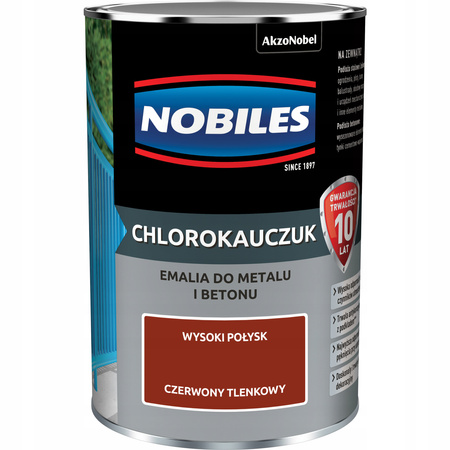 Chlorokauczuk 0,9L CZERWONY TLENKOWY Nobiles farba metalu betonu emalia