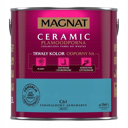 Farba ceramiczna do ścian Magnat Ceramic SZMARAGDOWY AKWAMARYN C61 2,5L