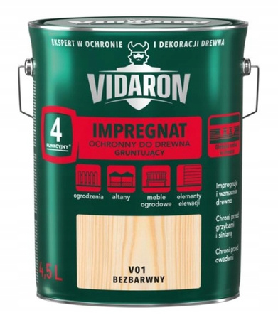 Impregnat do drewna Vidaron gruntujący grunt bezbarwny V01 4,5L