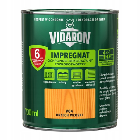 VIDARON IMPREGNAT OCHRONNY 4w1 ORZECH WŁOSKI V04 0,7L - skutecznie chroni