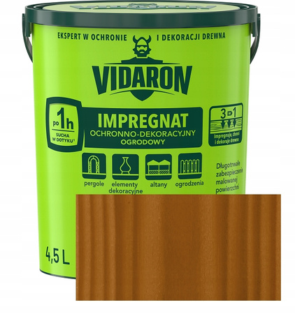 VIDARON Impregnat Ochronno Dekoracyjny Ogrodowy R04 złoty dąb 4,5L