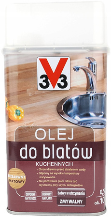 Olej V33 do blatów kuchennych bezbarwny 0.5l