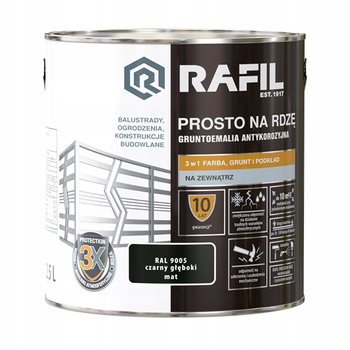 Farba odporna na rdzę Śnieżka Rafil Prosto RAL9005 2,5L