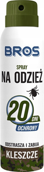 BROS spray na odzież odstrasza i zabija kleszcze 90ml - do 20 dni ochrony