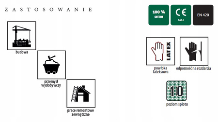 RĘKAWICE POLIESTROWE "S-HEAVY GRIP" 10" S-47365 STALCO