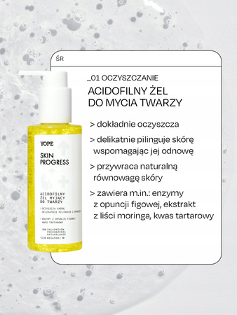 Yope SKIN PROGRESS Naturalny żel myjący do twarzy z efektem złuszczania, 150ml