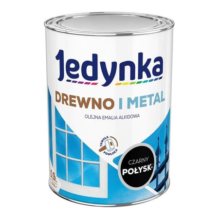 JEDYNKA Drewno i Metal Emalia Alkidowa Połysk CZARNY 0.9L