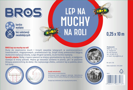BROS Serpentyna na muchy 0,25 x 10 m - lep do zawieszania w pomieszczeniach