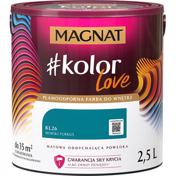 Farba Lateksowa Oddychająca Magnat #kolorLove KL26 Morski Turkus 2,5L