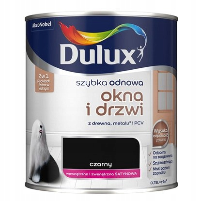 Farba akrylowa do drewna drzwi Dulux 0,75 Czerń