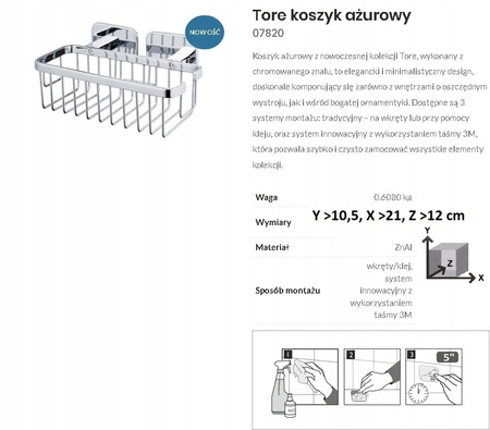 TORE KOSZYK AŻUROWY CHROM ŁAZIENKOWY