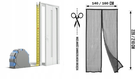 BROS SIATKA MAGNETYCZNA MOSKITIERA NA DRZWI PRZECIW OWADOM 160x220 CZARNA