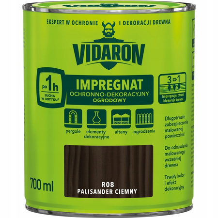 Vidaron Impregnat Ochronno Dekoracyjny Ogrodowy R08 palisander ciemny 0,7L