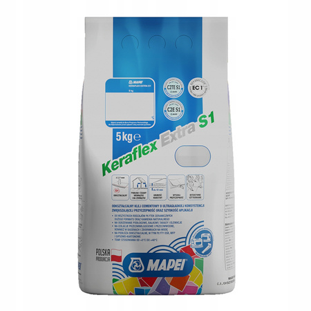 MAPEI Zaprawa klej do płytek gresu klinkieru Keraflex EXTRA S1 - biały 5 kg