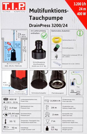 POMPA ZANURZENIOWA CIŚNIENIOWA DRAINPRESS 3200/24