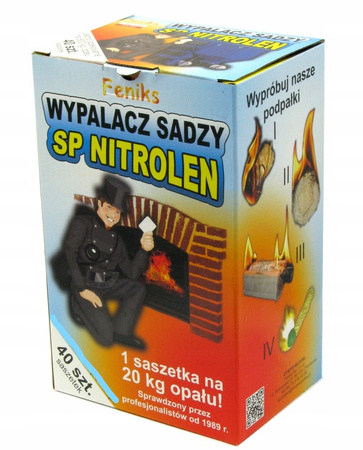 Wypalacz dopalacz sadzy Nitrolen Feniks 40 Saszetek profesjonalny preparat do czyszczenia pieców i kotłów