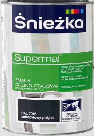 Emalia olejno ftalowa Śnieżka Supermal antracytowy połysk RAL7016 0,8L