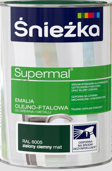 Emalia olejno ftalowa Śnieżka Supermal zielony ciemny mat RAL6005 0,8L