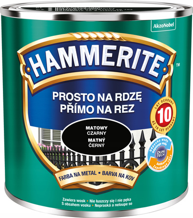 Farba do metalu HAMMERITE Mat Czarny 0,25L antykor