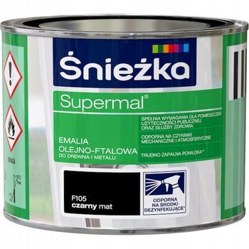 Emalia olejno ftalowa Śnieżka Supermal czarny mat matowy 0,2 l RAL9005