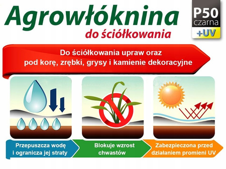 Planta Agrowłóknina ściółkująca P50 1,1x5m czarna 50g/m2 - przeciw chwastom