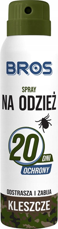 BROS spray na odzież odstrasza i zabija kleszcze 90ml - do 20 dni ochrony