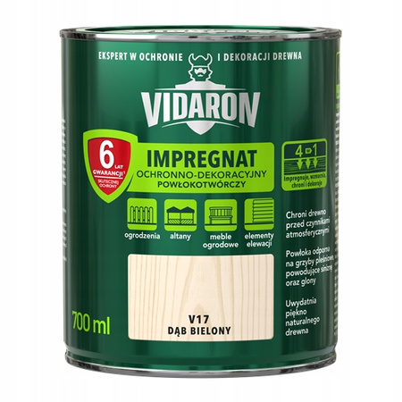 Vidaron Impregnat Ochronno Dekoracyjny Ogrodowy 700 ml dąb bielony V17 0,7L