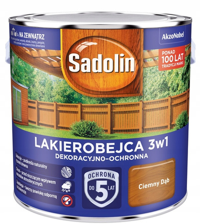 LAKIEROBEJCA Nowy Sadolin 3W1 CIEMNY DĄB 2,5 L