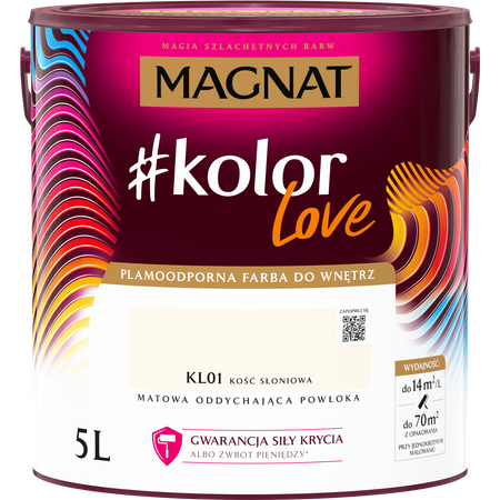 Farba Lateksowa Oddychająca Magnat #kolorLove KL01 Kość Słoniowa 5L