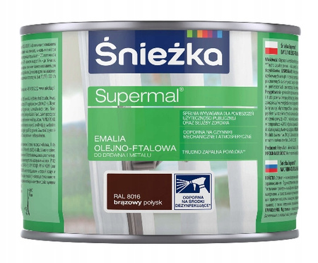 ŚNIEŻKA SUPERMAL FARBA OLEJNO-FTALOWA BRĄZOWY 0,4L