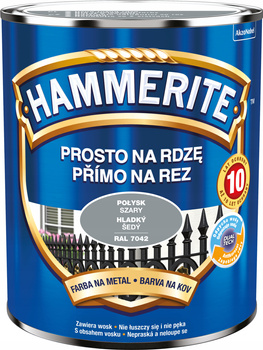 Farba na rdzę metalu HAMMERITE Połysk Szary 0,7L