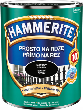 Farba do metalu HAMMERITE Mat Czarny 0,7L na rdzę