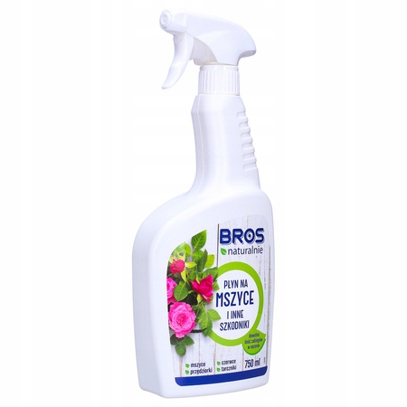 BROS NATURALNY PŁYN PREPARAT SPRAY ŚRODEK NA MSZYCE PRZĘDZIORKI LARWY 750ML