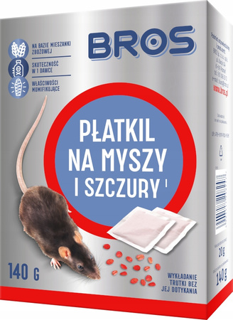 BROS - PŁATKI NA MYSZY I SZCZURY 140G - SKUTECZNIE ELIMINUJE GRYZONIE