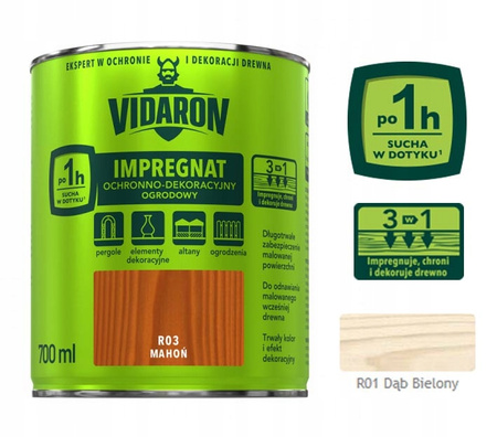 Vidaron Impregnat Ochronno Dekoracyjny Ogrodowy 700 ml R01 dąb bielony 0,7L