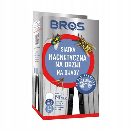 BROS SIATKA MAGNETYCZNA MOSKITIERA NA DRZWI PRZECIW OWADOM 100x220 BIAŁA