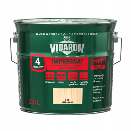 Impregnat do drewna Vidaron gruntujący grunt bezbarwny V01 2,5L