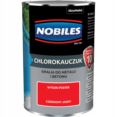 Chlorokauczuk 0,9L CZERWONY JASNY Nobiles farba metalu betonu emalia stali