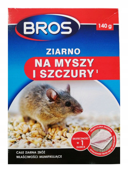 BROS - ZIARNO NA MYSZY I SZCZURY 140G - SKUTECZNIE ELIMINUJE GRYZONIE